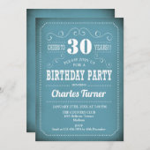 Retro 30e verjaardagsfeestje - Blauw Wit Kaart (Voorkant / Achterkant)