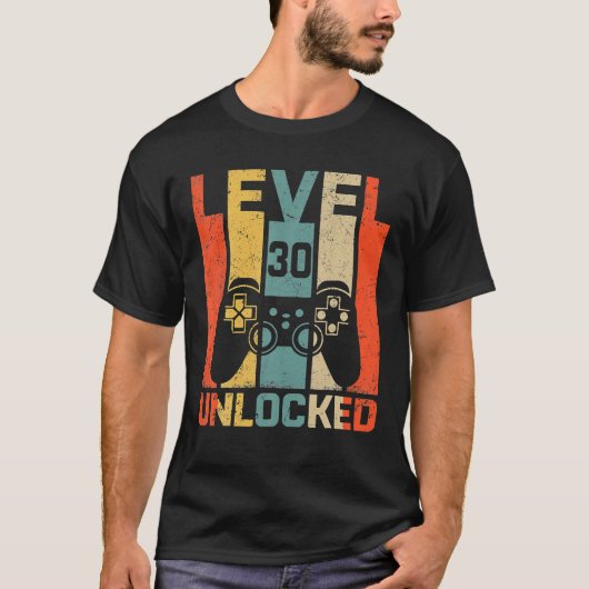 Retro  30th Birthday Gamer Level 30 T-shirt (Voorkant)