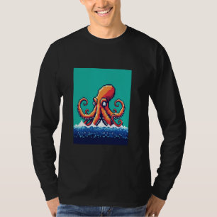 Retro 32-bit Style Game Pixel Art Kraken T-shirt