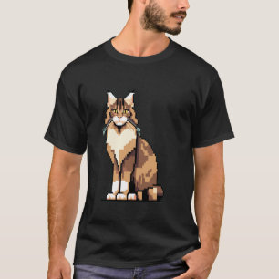 Retro 32-bits spel pixel art Maine Coon kat T-shirt