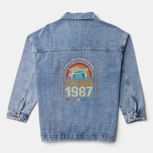 Retro 35 jarig 35 jaar Geweldige Sept Denim Jacket (Achterkant)