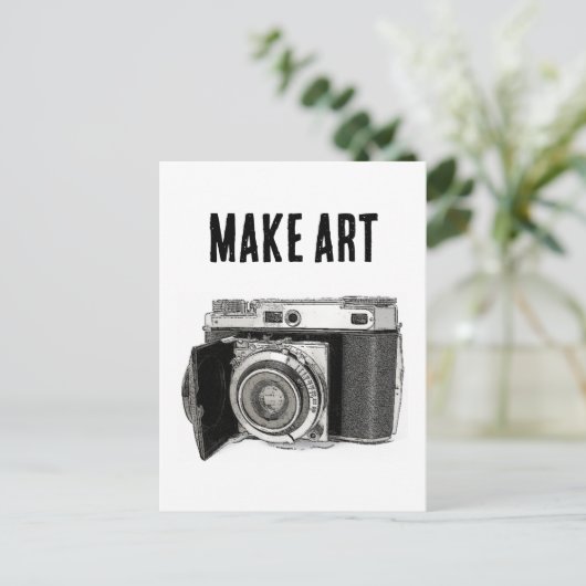 Retro 35mm Film Camera Fotograaf Kunsttekening Briefkaart (Staand voorkant)