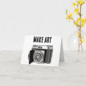 Retro 35mm Film Camera Fotograaf Kunsttekening Kaart (Gele Bloem)