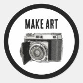 Retro 35mm Film Camera Fotograaf Kunsttekening Ronde Sticker (Voorkant)