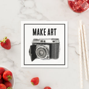 Retro 35mm Film Camera Fotograaf Kunsttekening Servet
