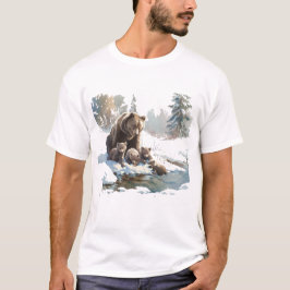 Retro 399 Grizzly Beren Wilderness Scene T-shirt