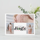 Retro 3 foto Baby zwangerschapsaankondiging Feestdagenkaart (Staand voorkant)