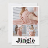 Retro 3 foto Baby zwangerschapsaankondiging Feestdagenkaart (Voorkant)