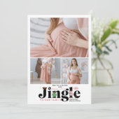 Retro 3 foto Baby zwangerschapsaankondiging Feestdagenkaart (Staand voorkant)