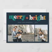 Retro 3 Foto Kleurrijk Vrolijk & Helder Kerstmis Feestdagenkaart (Voorkant)