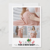 Retro 3 foto Tis het seizoen zwangerschap aangekon Feestdagenkaart (Voorkant)