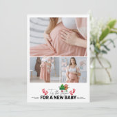 Retro 3 foto Tis het seizoen zwangerschap aangekon Feestdagenkaart (Staand voorkant)