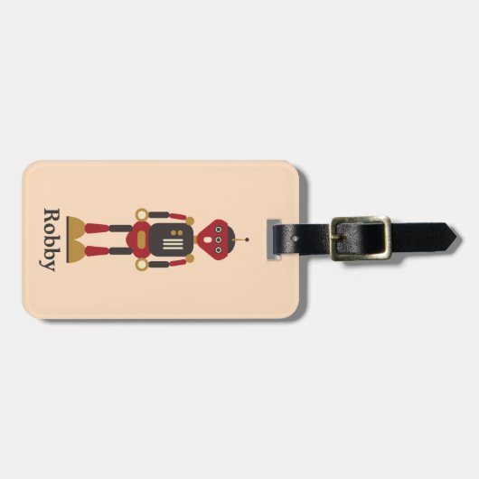 Retro 3-ogige robot gepersonaliseerd Bagagelabel (Voorkant horizontaal)