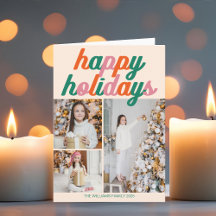 Retro 3 Photo Christmas Collage Folded