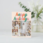Retro 3 Photo Christmas Collage Happy Holidays Feestdagenkaart (Staand voorkant)