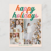 Retro 3 Photo Christmas Collage Happy Holidays Feestdagenkaart (Voorkant)