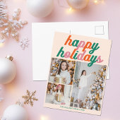 Retro 3 Photo Christmas Collage Happy Holidays Feestdagenkaart