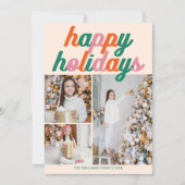 Retro 3 Photo Christmas Collage Happy Holidays Feestdagenkaart (Voorkant)