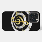 Retro 3D Effect Gold en Silver Musical Notes iPhone Hoesje (Achterkant horizontaal)