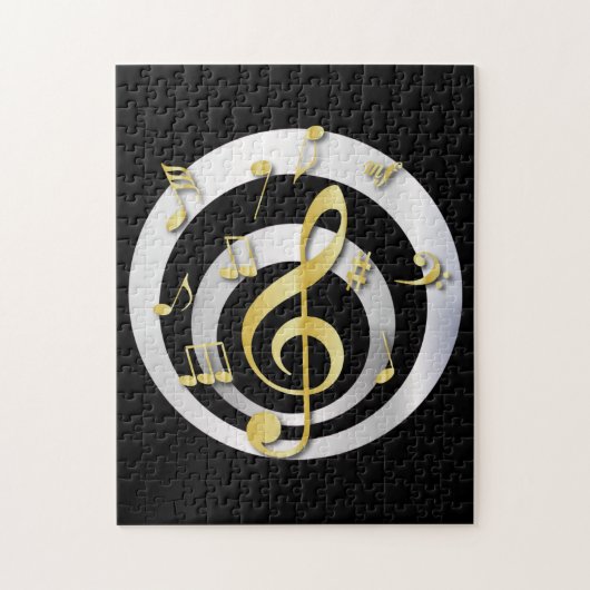 Retro 3D Effect Gold en Silver Musical Notes Legpuzzel (Verticaal)