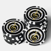 Retro 3D Effect Gold en Silver Musical Notes Pokerchips (Opstapeling)