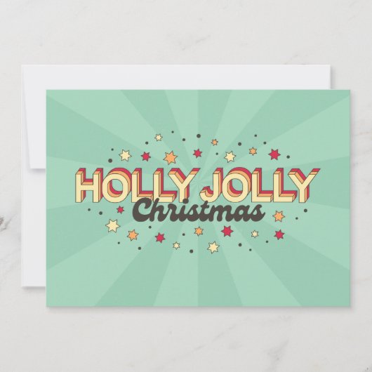 Retro 3d holly jolly kerst txt design kaart (Voorkant)