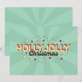 Retro 3d holly jolly kerst txt design kaart (Voorkant / Achterkant)