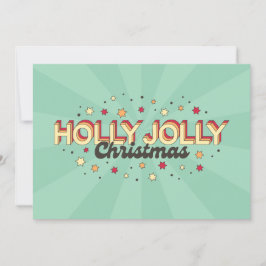 Retro 3d holly jolly kerst txt design kaart