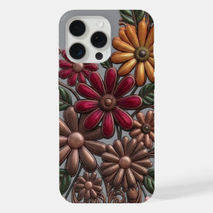 Retro 3D Metallic Bloem Clipart - Aardse Koper  iPhone 15 Pro Max Case