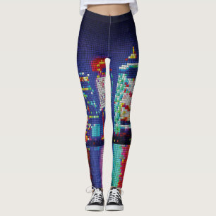 Retro 3D Pixel Art Kleurrijke Blokken Leggings