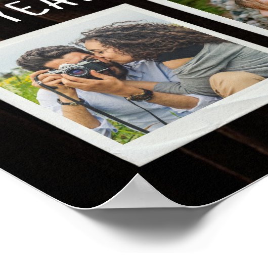 Retro 3e Jubileum Hout Custom Photo Collage Poster (Hoek)