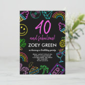 Retro 40 en Fabulous Custom Verjaardag uitnodiging (Staand voorkant)