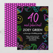 Retro 40 en Fabulous Custom Verjaardag uitnodiging (Voorkant / Achterkant)
