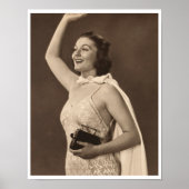 Retro 40-jarige vrouw in zwemkleding poster (Voorkant)