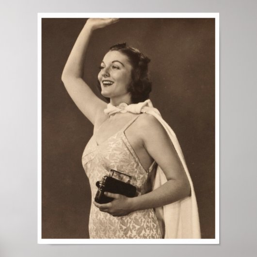 Retro 40-jarige vrouw in zwemkleding poster (Voorkant)