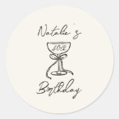 Retro 40e handgetekende boog Champagne Glass Verja Ronde Sticker (Voorkant)