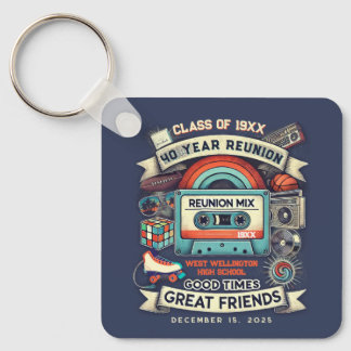 Retro 40e middelbare school klasse reünie souvenir sleutelhanger