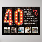 Retro 40e verjaardag Harten Custom fotocollage Poster (Voorkant)