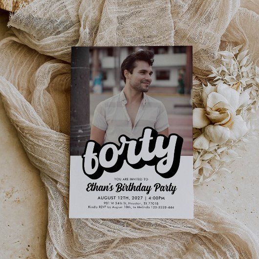 Retro 40e verjaardag uitnodiging | veertigjarig be