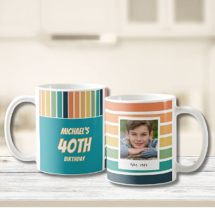 Retro 40e verjaardag voor hem foto koffiemok