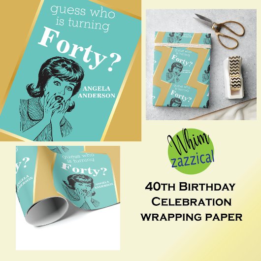 Retro 40e verjaardag 🎁 Vrouwenfeest Cadeaupapier