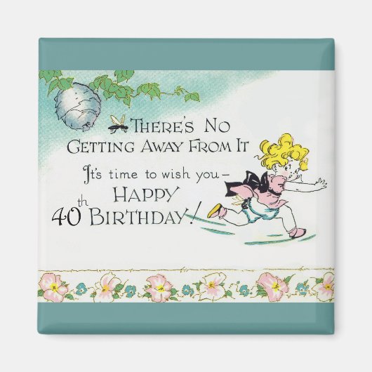 Retro 40th Birthday Magneet (Voorkant)