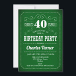Retro 40th Birthday Party - Green White Kaart<br><div class="desc">40e verjaardag uitnodiging in groen en wit. Uitnodiging voor volwassenen om volwassen te worden. Functies retro typografie scriptlettertype. Proost tot 40 jaar! Nodig de perfecte kaart uit voor een stijlvolle mijlpaal op de dag van de dag.</div>