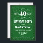 Retro 40th Birthday Party - Green White Kaart<br><div class="desc">40e verjaardag uitnodiging in groen en wit. Uitnodiging voor volwassenen om volwassen te worden. Functies retro typografie scriptlettertype. Proost tot 40 jaar! Nodig de perfecte kaart uit voor een stijlvolle mijlpaal op de dag van de dag.</div>