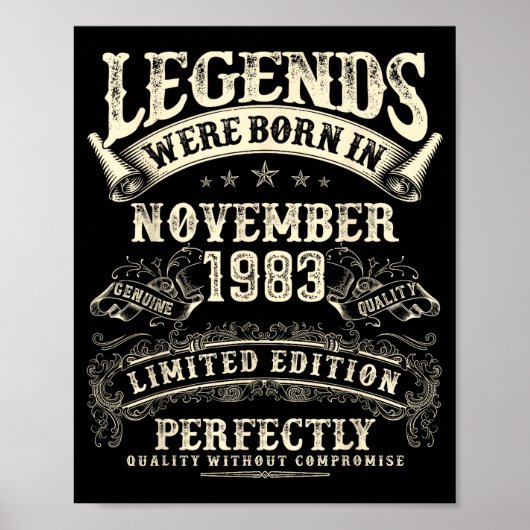 Retro 42nd Birthday For Men 42 Year Old November 1 Poster (Voorkant)