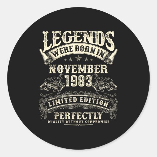 Retro 42nd Birthday For Men 42 Year Old November 1 Ronde Sticker (Voorkant)