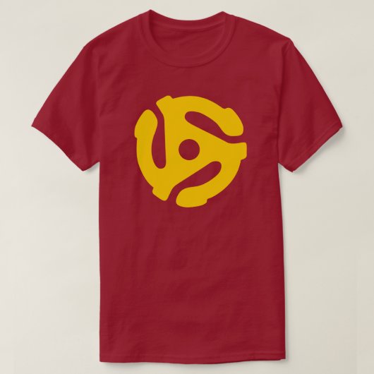 Retro 45 RPM Vinyl Record Adapter T-shirt (Design voorkant)