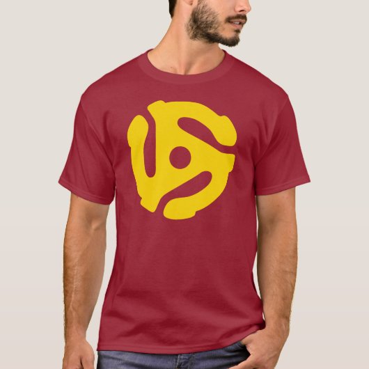 Retro 45 RPM Vinyl Record Adapter T-shirt (Voorkant)