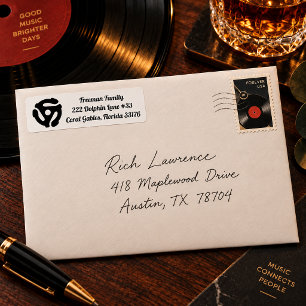 Retro 45 RPM vinylrecordadapterlabel – Vintage Etiket