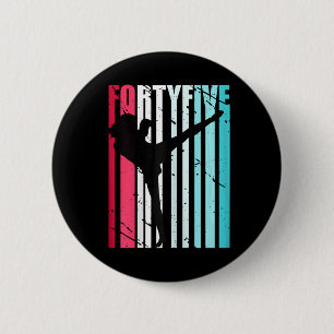 Retro 45e verjaardag voor kickboksen vrouwen kickb ronde button 5,7 cm